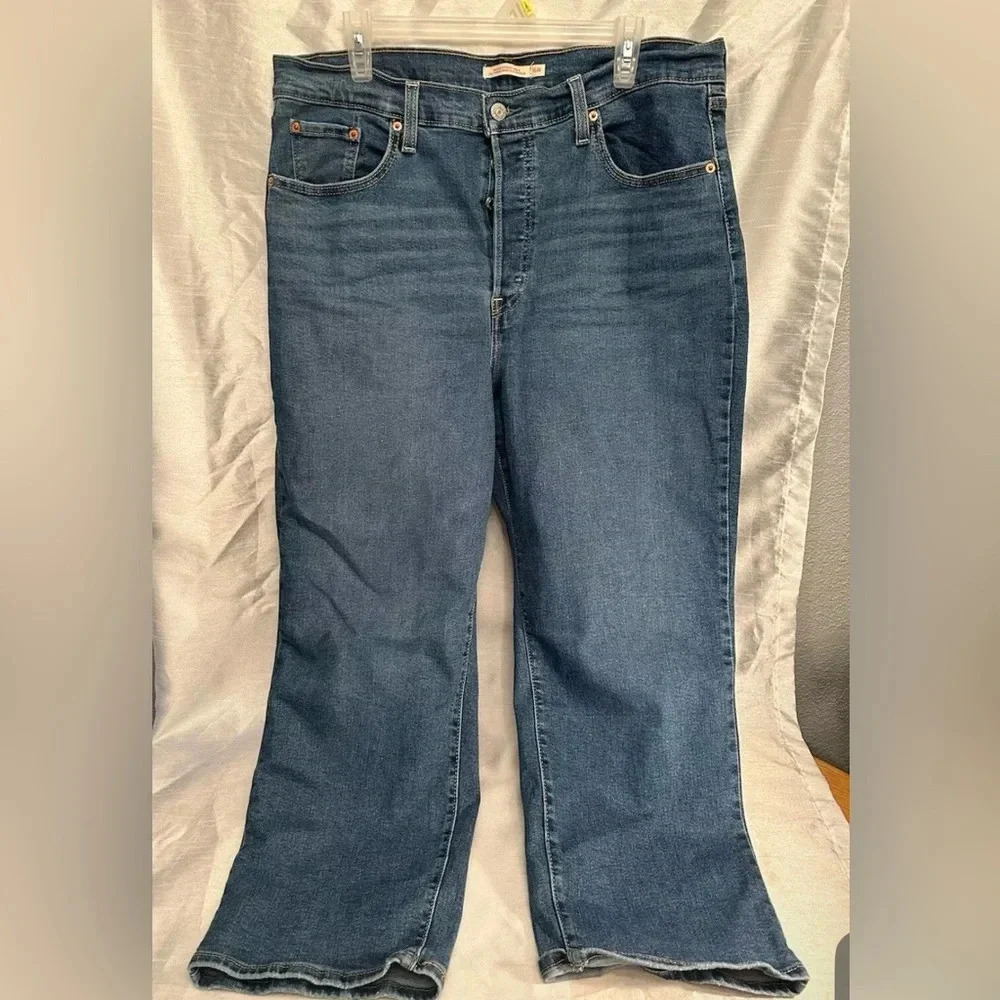 Levis Blue Ribcage Straight Ankle Jeans 16W
